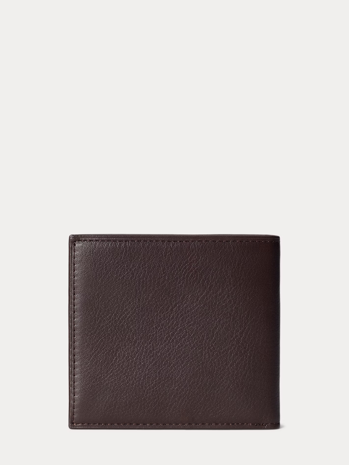 RALPH LAUREN Pebbled Leather Billfold Wallet Brown - MAISONDEFASHION.COM
