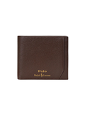 RALPH LAUREN Pebbled Leather Billfold Wallet Dark Brown