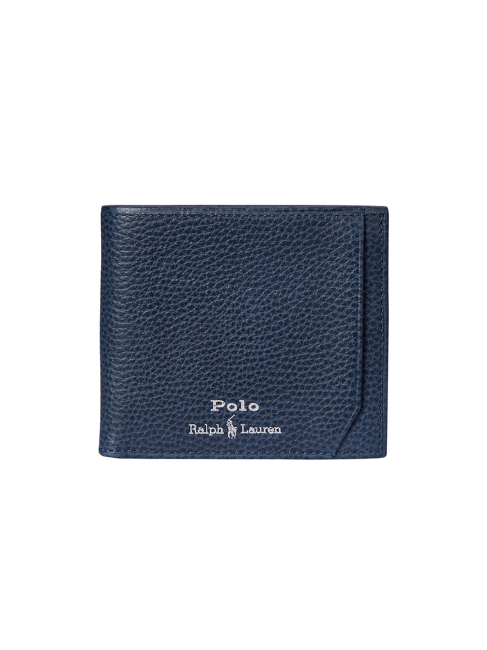 RALPH LAUREN Pebbled Leather Billfold Wallet Navy