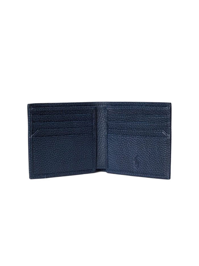 RALPH LAUREN Pebbled Leather Billfold Wallet Navy
