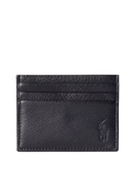 RALPH LAUREN Pebbled Leather Card Case Black - MAISONDEFASHION.COM