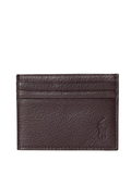 RALPH LAUREN Pebbled Leather Card Case Brown - MAISONDEFASHION.COM