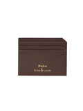 RALPH LAUREN Pebbled Leather Card Case Dark Brown