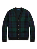 RALPH LAUREN Plaid Washable Wool Cardigan Blackwatch Combo
