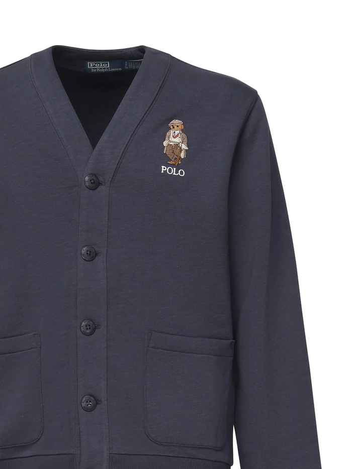 RALPH LAUREN Polo Bear Fleece Cardigan Faded Blue - MAISONDEFASHION.COM