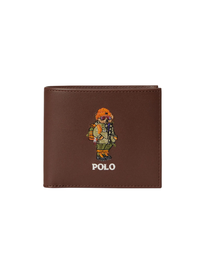 RALPH LAUREN Polo Bear Leather Billfold Wallet Chestnut