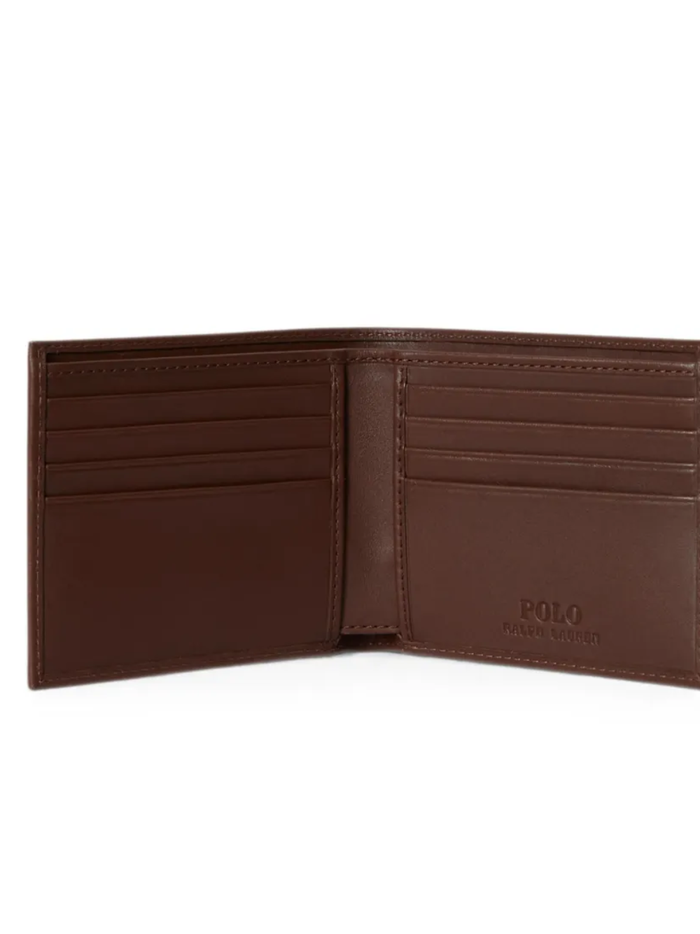 RALPH LAUREN Polo Bear Leather Billfold Wallet Chestnut
