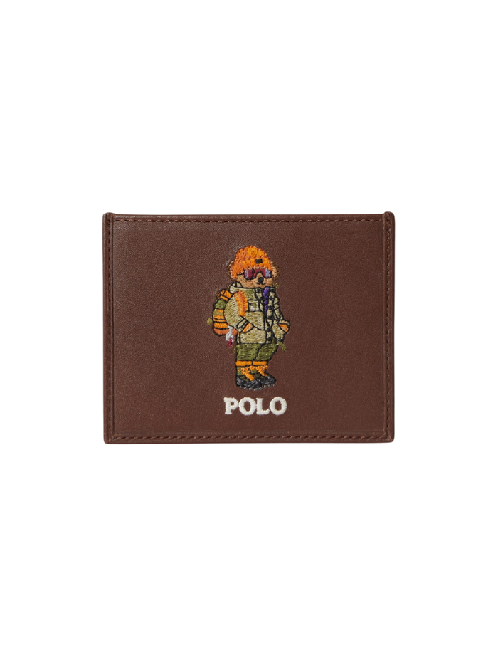 RALPH LAUREN Polo Bear Leather Card Case Chestnut