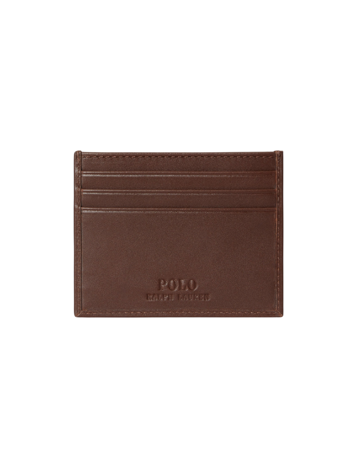 RALPH LAUREN Polo Bear Leather Card Case Chestnut