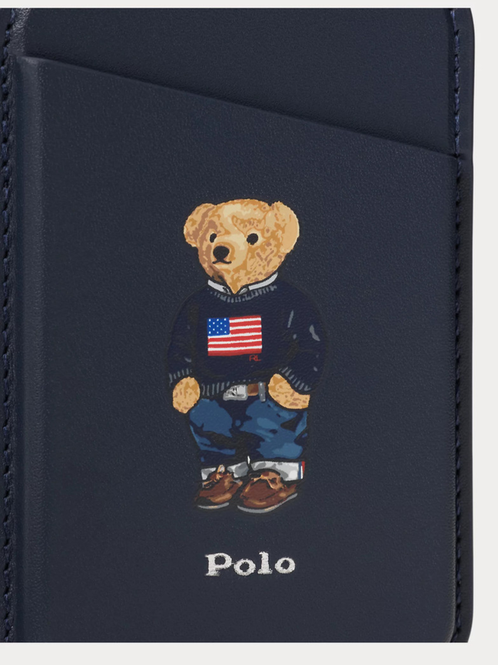 RALPH LAUREN Polo Bear Leather Card Case With MagSafe Newport Navy