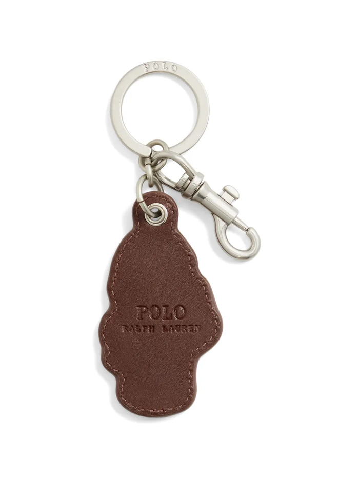 RALPH LAUREN Polo Bear Leather Key Fob Chestnut