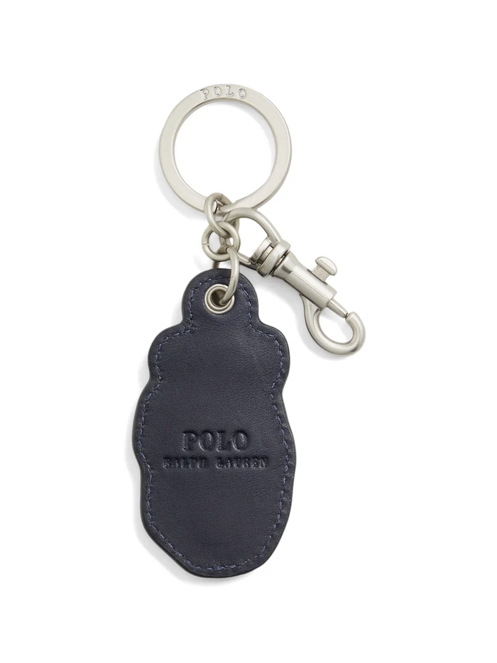 RALPH LAUREN Polo Bear Leather Key Fob Newport Navy
