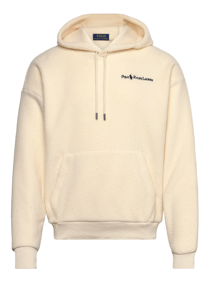 RALPH LAUREN Polo Pile Fleece Hoodie Cream - MAISONDEFASHION.COM