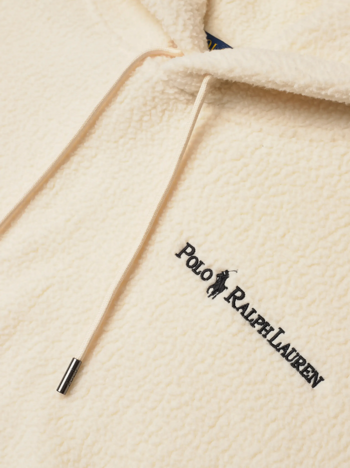 RALPH LAUREN Polo Pile Fleece Hoodie Cream - MAISONDEFASHION.COM
