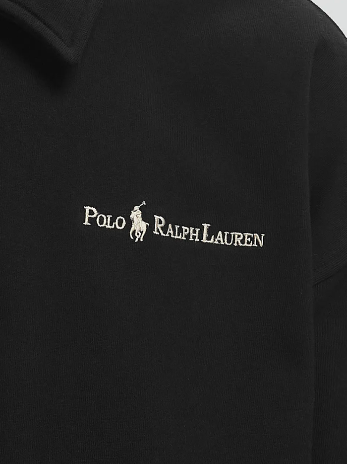RALPH LAUREN Relaxed Fit Logo Fleece Sweatshirt Polo Black - MAISONDEFASHION.COM