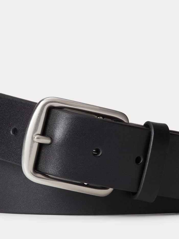 RALPH LAUREN Signature Pony Leather Belt Black - MAISONDEFASHION.COM