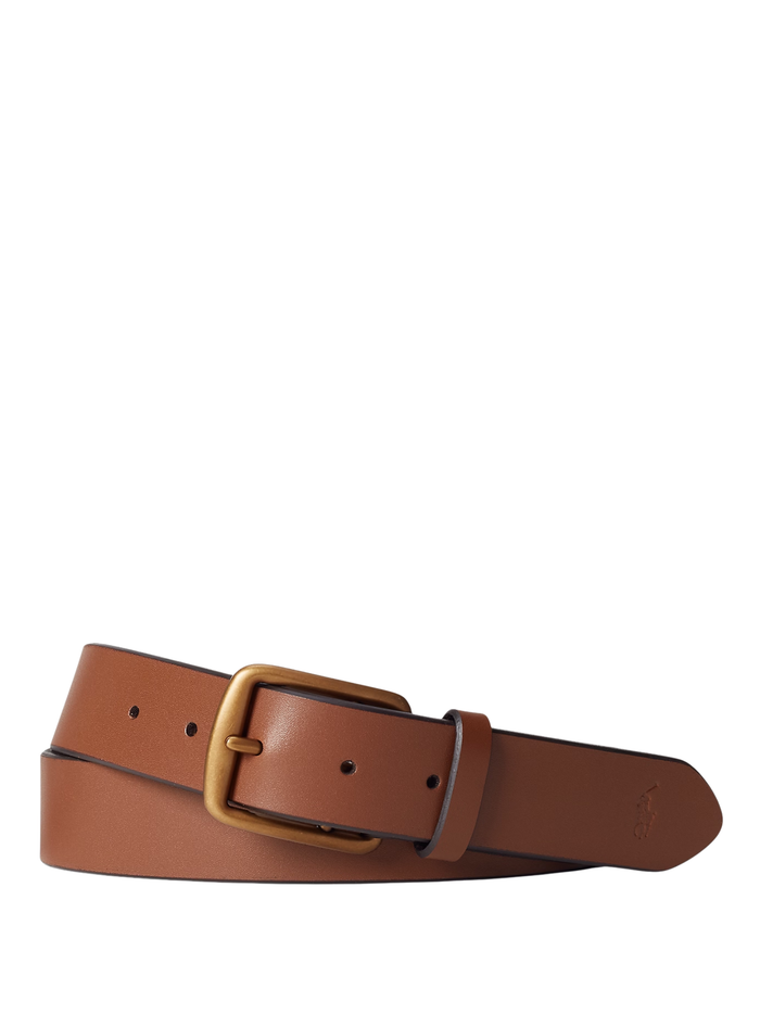 RALPH LAUREN Signature Pony Leather Belt Saddle - MAISONDEFASHION.COM