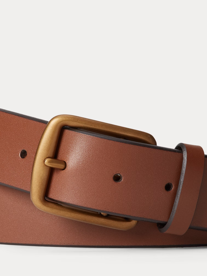 RALPH LAUREN Signature Pony Leather Belt Saddle - MAISONDEFASHION.COM