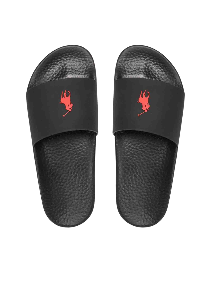 RALPH LAUREN Signature Pony Slides Black/Red