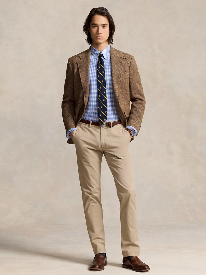 RALPH LAUREN Slim Fit Check Stretch Poplin Shirt Blue/White Check - MAISONDEFASHION.COM