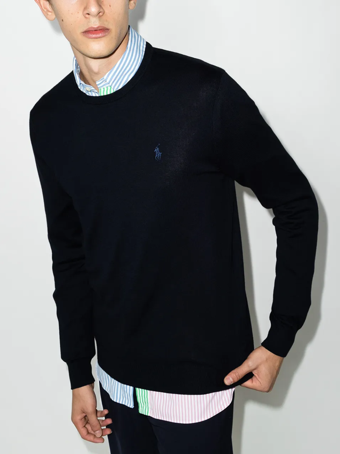 RALPH LAUREN Slim Fit Cotton Sweater Hunter Navy