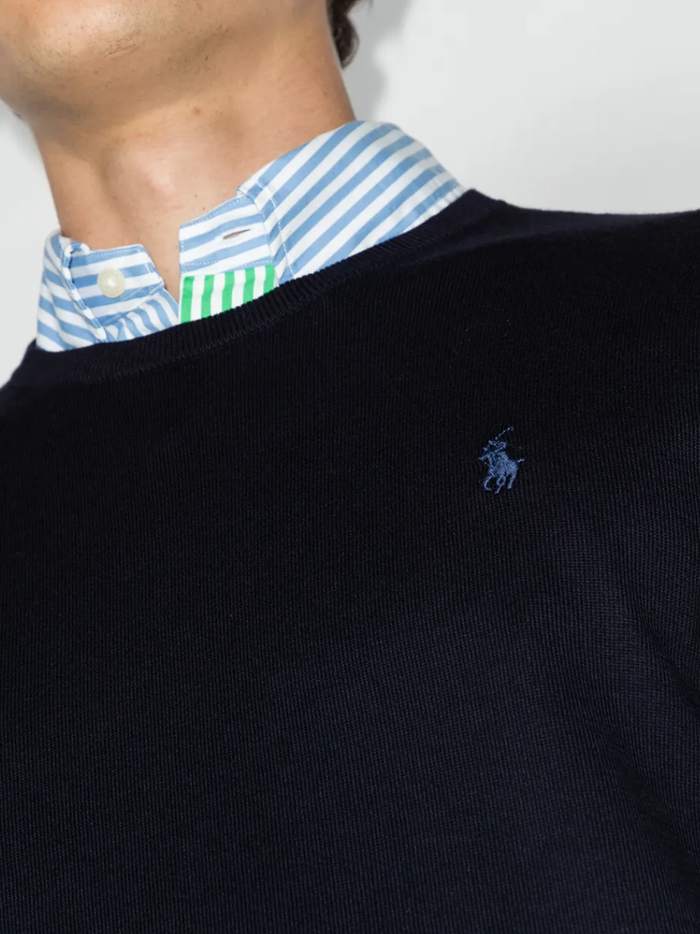 RALPH LAUREN Slim Fit Cotton Sweater Hunter Navy