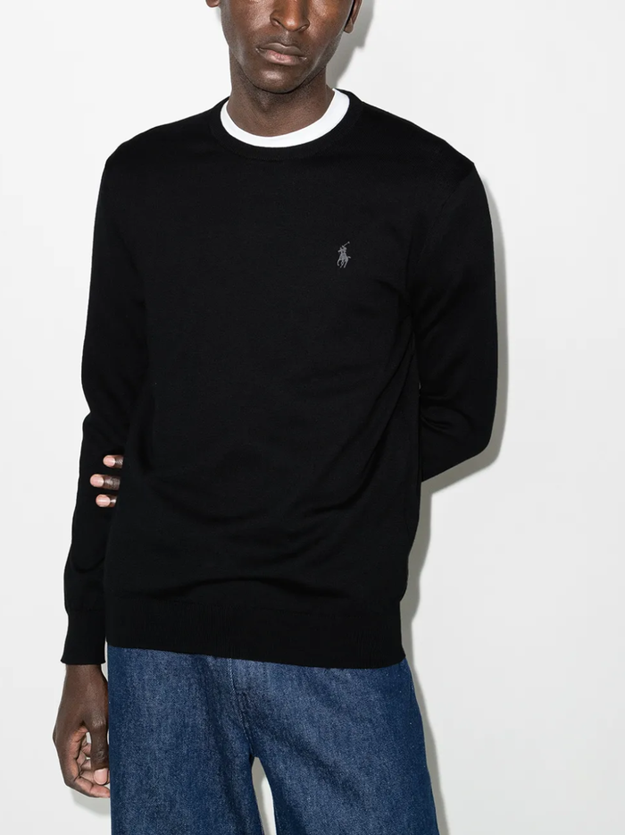 RALPH LAUREN Slim Fit Cotton Sweater Polo Black