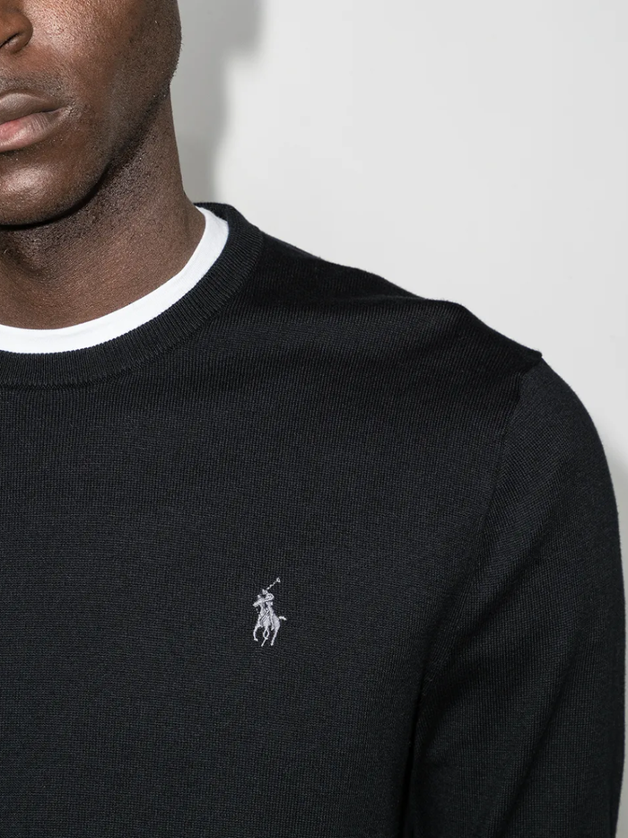 RALPH LAUREN Slim Fit Cotton Sweater Polo Black