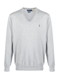 RALPH LAUREN Slim Fit Cotton V-Neck Sweater Andover Heather