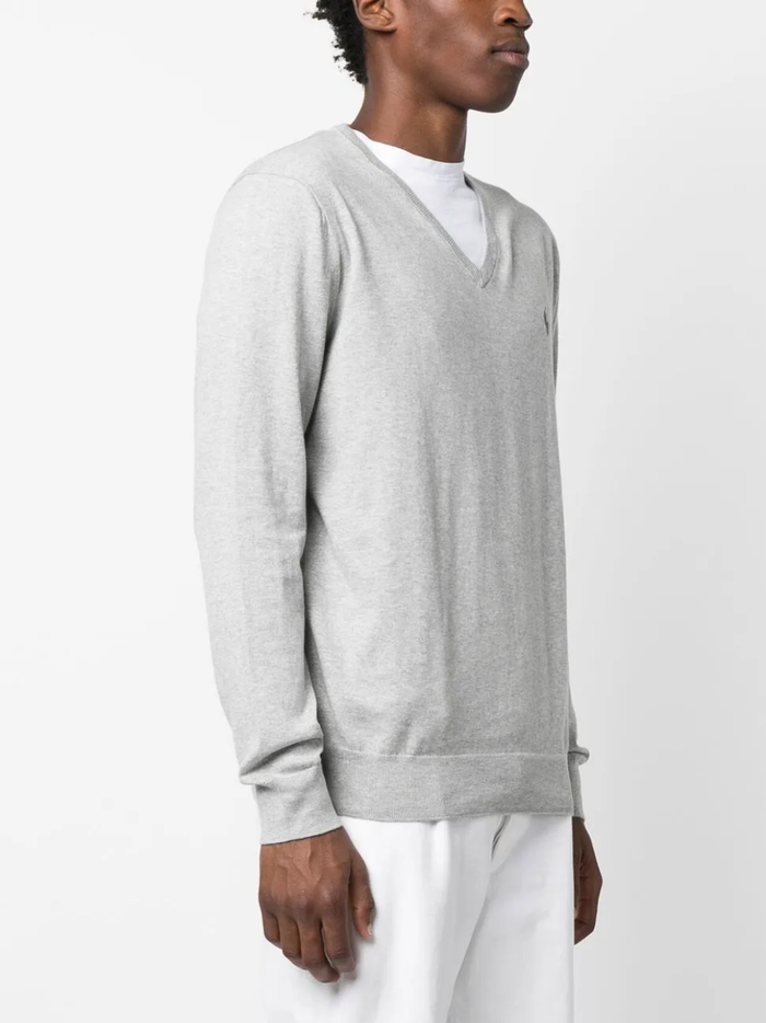 RALPH LAUREN Slim Fit Cotton V-Neck Sweater Andover Heather