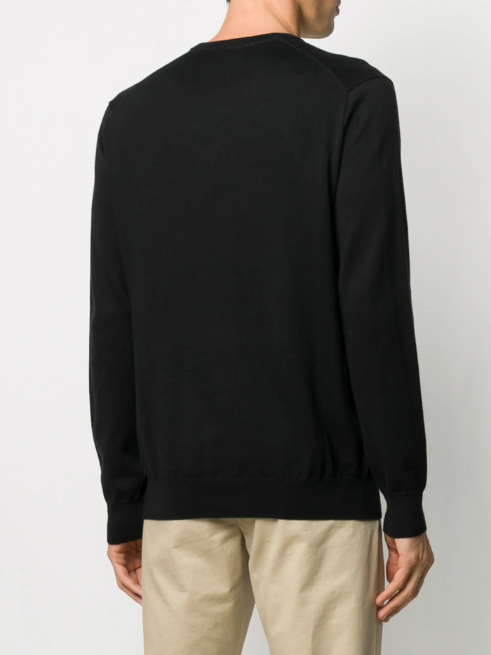 RALPH LAUREN Slim Fit Cotton V-Neck Sweater Polo Black