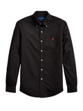 RALPH LAUREN Slim Fit Garment-Dyed Oxford Shirt Polo Black - MAISONDEFASHION.COM