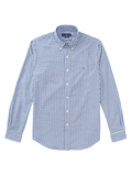 RALPH LAUREN Slim Fit Gingham Oxford Shirt Royal/White - MAISONDEFASHION.COM