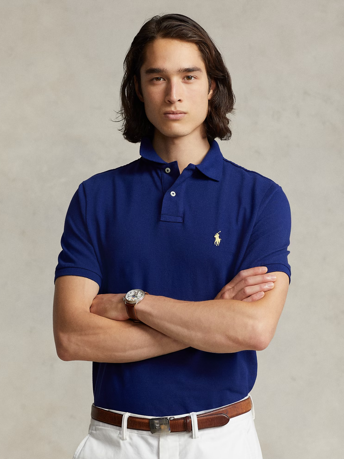 RALPH LAUREN Slim Fit Mesh Polo Shirt Autumn Royal - MAISONDEFASHION.COM