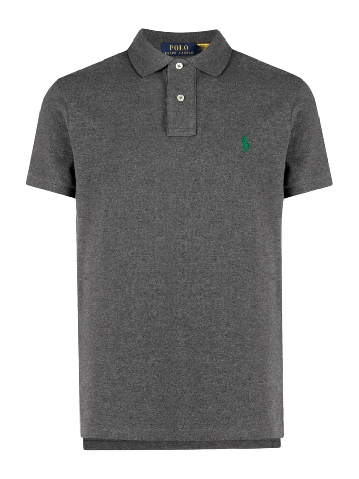 RALPH LAUREN Slim Fit Mesh Polo Shirt Barclay Heather - MAISONDEFASHION.COM