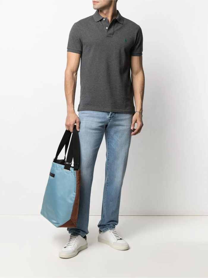 RALPH LAUREN Slim Fit Mesh Polo Shirt Barclay Heather - MAISONDEFASHION.COM