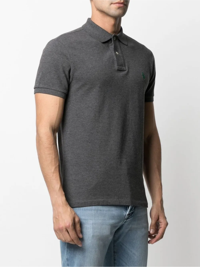RALPH LAUREN Slim Fit Mesh Polo Shirt Barclay Heather - MAISONDEFASHION.COM