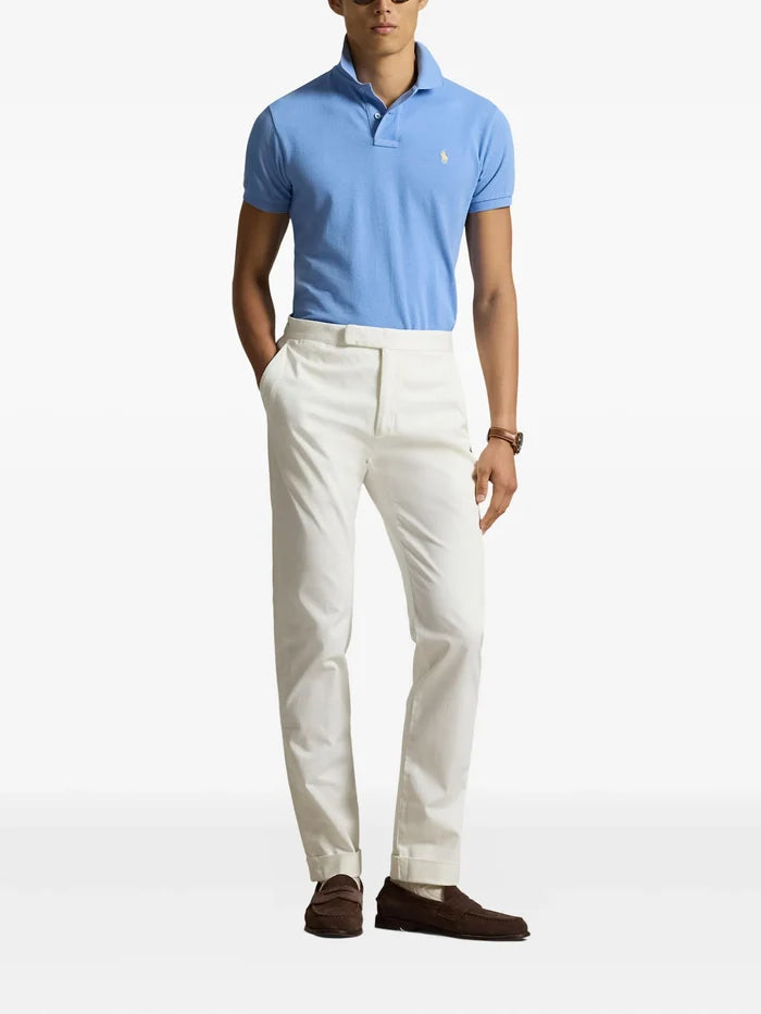 RALPH LAUREN Slim Fit Mesh Polo Shirt Bristol Blue - MAISONDEFASHION.COM