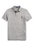 RALPH LAUREN Slim Fit Mesh Polo Shirt Canterbury Heather - MAISONDEFASHION.COM