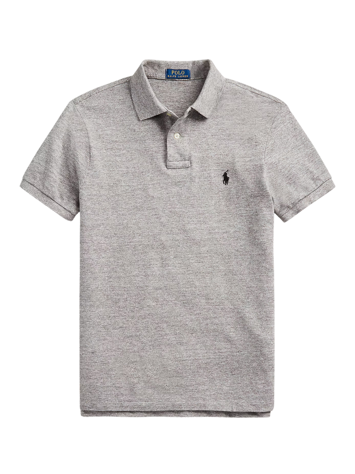RALPH LAUREN Slim Fit Mesh Polo Shirt Canterbury Heather - MAISONDEFASHION.COM