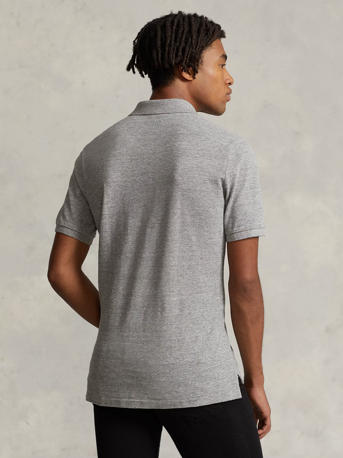RALPH LAUREN Slim Fit Mesh Polo Shirt Canterbury Heather - MAISONDEFASHION.COM