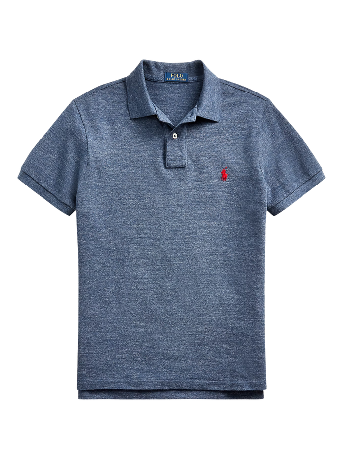 RALPH LAUREN Slim Fit Mesh Polo Shirt Classic Royal Heather - MAISONDEFASHION.COM
