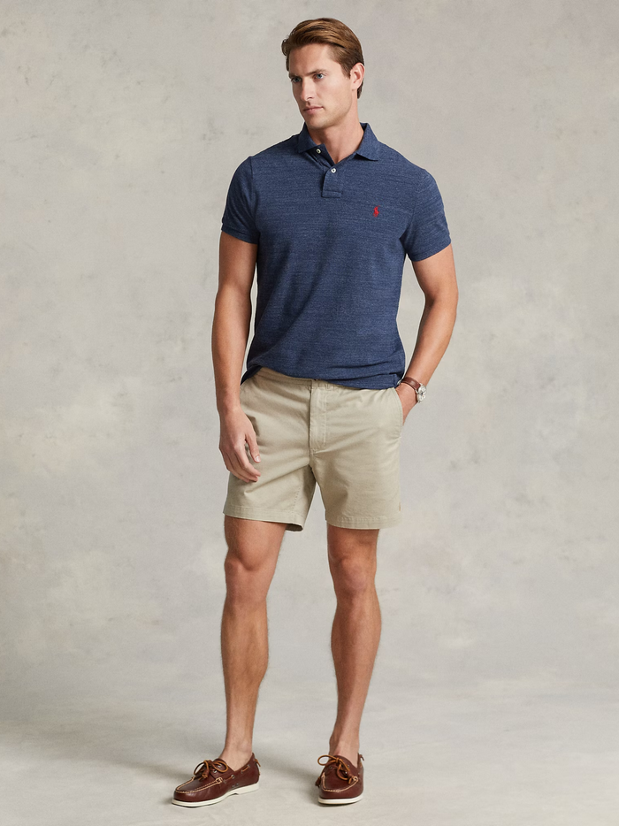 RALPH LAUREN Slim Fit Mesh Polo Shirt Classic Royal Heather - MAISONDEFASHION.COM