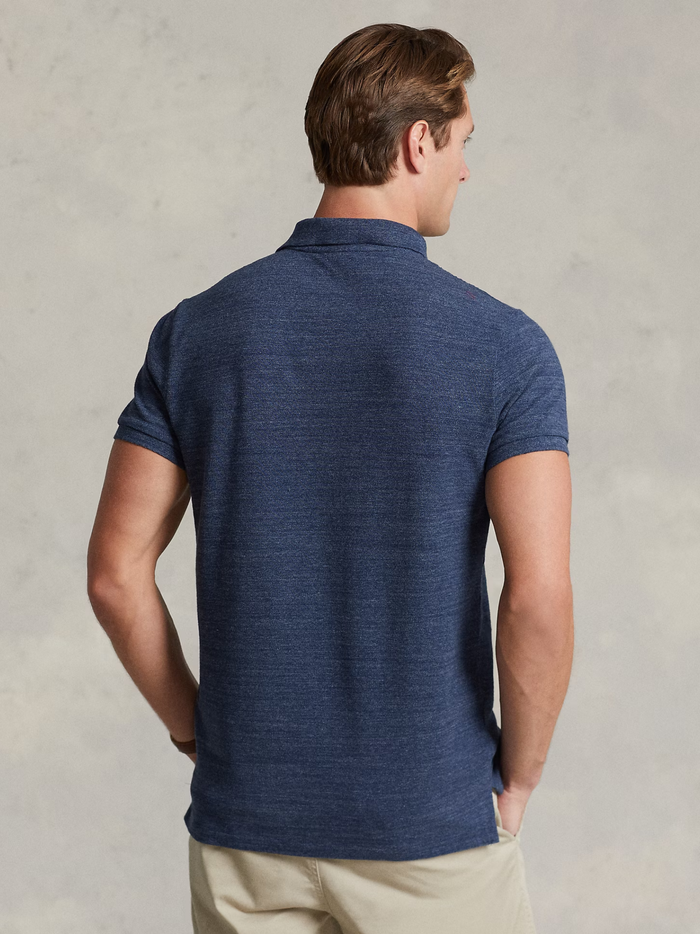 RALPH LAUREN Slim Fit Mesh Polo Shirt Classic Royal Heather - MAISONDEFASHION.COM