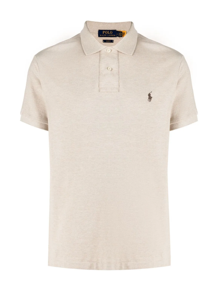 RALPH LAUREN Slim Fit Mesh Polo Shirt Expedition Dune Heather