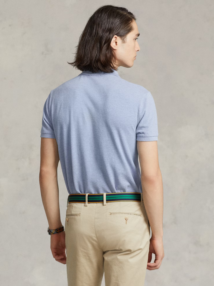 RALPH LAUREN Slim Fit Mesh Polo Shirt Isle Heather - MAISONDEFASHION.COM