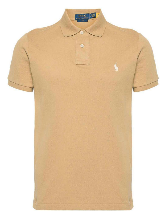 RALPH LAUREN Slim Fit Mesh Polo Shirt Medium Beige - MAISONDEFASHION.COM