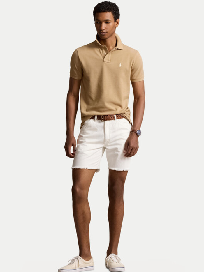 RALPH LAUREN Slim Fit Mesh Polo Shirt Medium Beige - MAISONDEFASHION.COM
