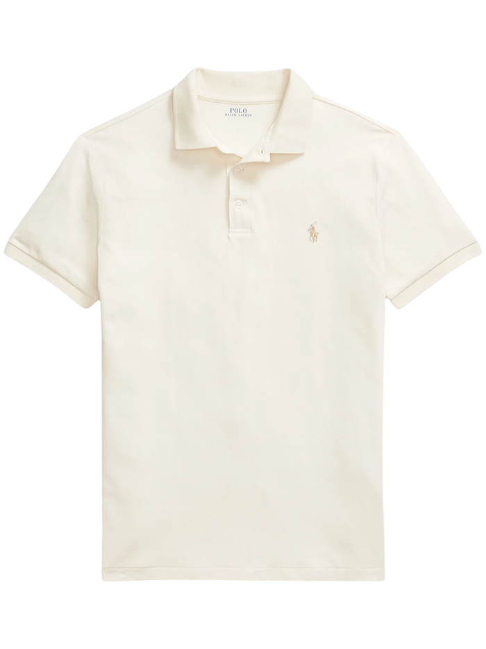 RALPH LAUREN Slim Fit Mesh Polo Shirt Natural - MAISONDEFASHION.COM