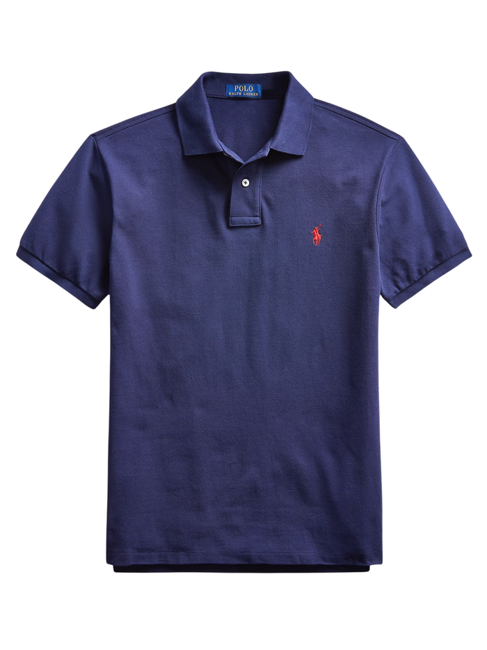 RALPH LAUREN Slim Fit Mesh Polo Shirt Newport Navy - MAISONDEFASHION.COM